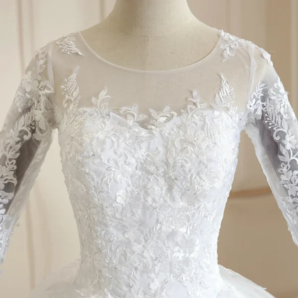Vestido Noiva White Full Sleeve Wedding Dress With Train Princess Luxury Wedding Dress Robe De Mariee Plus Size Customized - Image 6