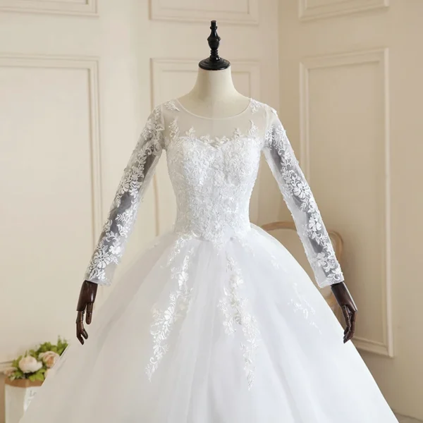 Vestido Noiva White Full Sleeve Wedding Dress With Train Princess Luxury Wedding Dress Robe De Mariee Plus Size Customized - Image 5