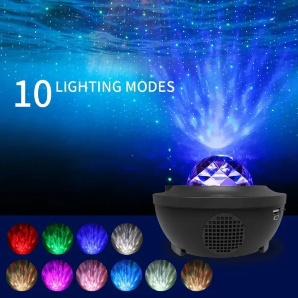 LED Galaxy Projector Ocean Wave LED Night Light Music Player Remote Star Rotating Nightlight Luminaria For Kid Bedroom Lamp - Image 2
