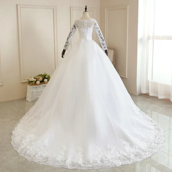 Vestido Noiva White Full Sleeve Wedding Dress With Train Princess Luxury Wedding Dress Robe De Mariee Plus Size Customized - Image 2