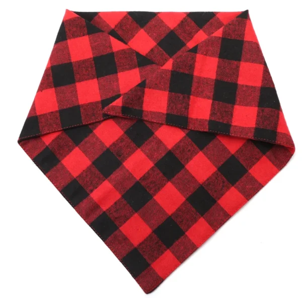 Dog Bandana Neckerchief Plaid Triangular Bandage Dog Bib Towel Soft Cotton Dog Scarf Pet Accessories Buffalo Pet Bandanas - Image 4