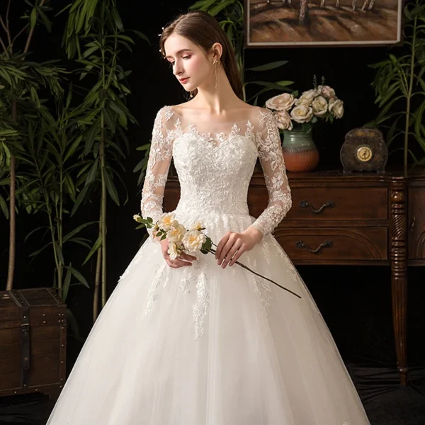 Full Sleeve Lace Wedding Dresses New Luxury Muslim Ball Gown Wedding Dress Custom Made Vestido De Noiva Customized - Image 4