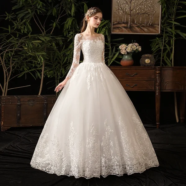 Full Sleeve Lace Wedding Dresses New Luxury Muslim Ball Gown Wedding Dress Custom Made Vestido De Noiva Customized - Image 3