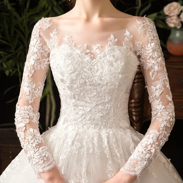 Full Sleeve Lace Wedding Dresses New Luxury Muslim Ball Gown Wedding Dress Custom Made Vestido De Noiva Customized - Image 6