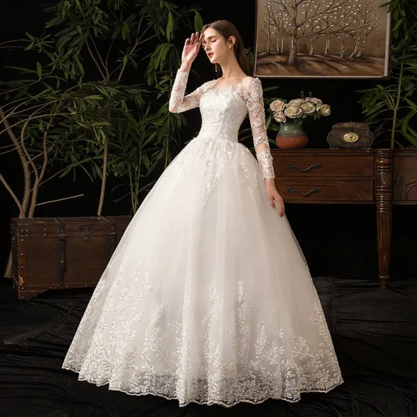 Full Sleeve Lace Wedding Dresses New Luxury Muslim Ball Gown Wedding Dress Custom Made Vestido De Noiva Customized - Image 2