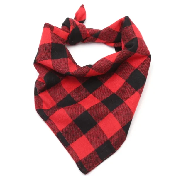 Dog Bandana Neckerchief Plaid Triangular Bandage Dog Bib Towel Soft Cotton Dog Scarf Pet Accessories Buffalo Pet Bandanas - Image 2