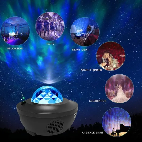 LED Galaxy Projector Ocean Wave LED Night Light Music Player Remote Star Rotating Nightlight Luminaria For Kid Bedroom Lamp - Image 4