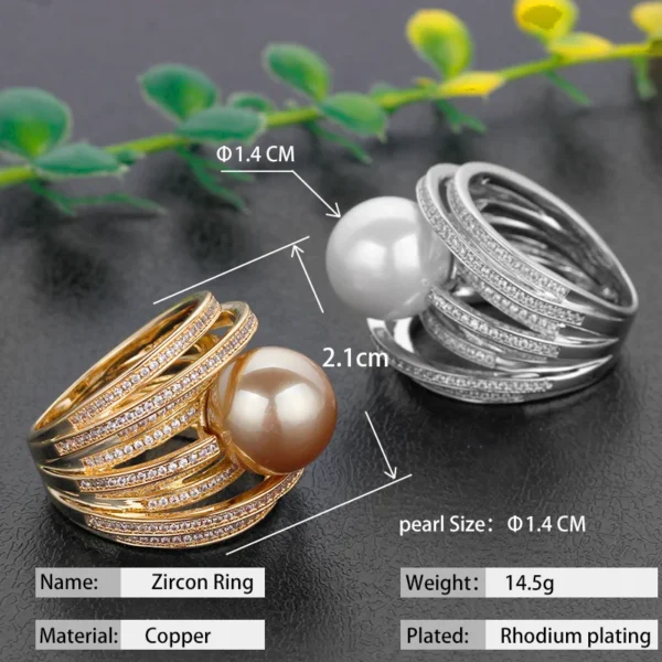 Bride Talk Trendy Pearl Ring Twist Line AAA Cubic Zirconia Fashion Bridal Wedding Rings Super Quality Women Jewelry Accessories - Image 5