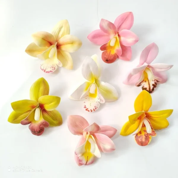 20pcs Artificial Cymbidium Orchid Flower Heads 6cm Real Touch Phalaenopsis Orchid head for DIY Floral Decoration - Image 2