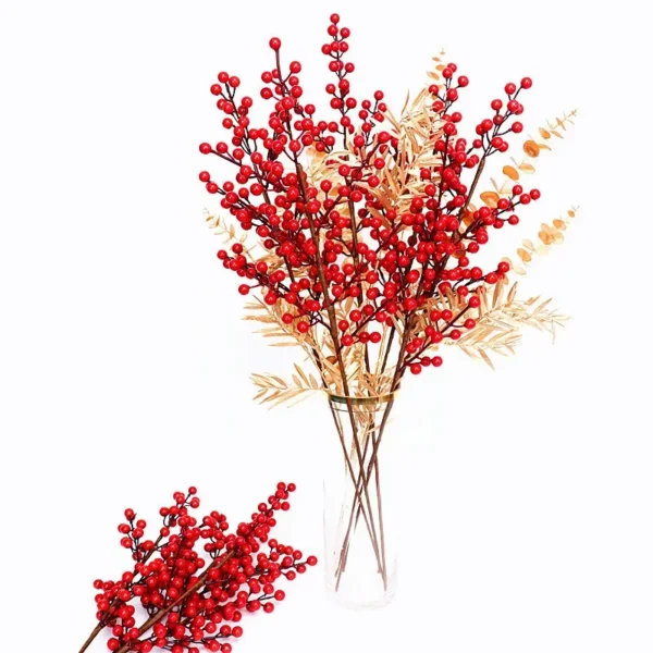 Hot Gold Artificial Eucalyptus Ginkgo Holly Leaf Plants Artificial Flower Wedding Decoration for Home Decor DIY Christmas Decor - Image 3