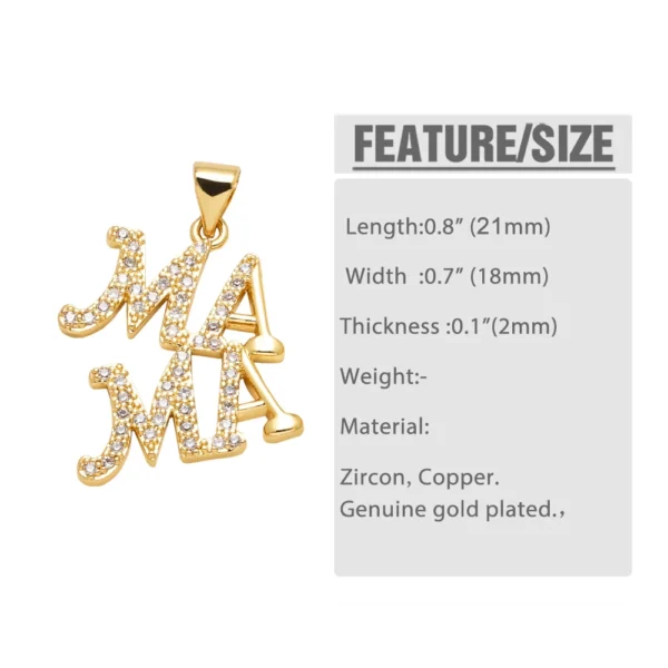 OCESRIO Multicolor Crystal Heart Mama Pendant for Necklace Copper Gold Plated Mother‘s Day Gift Jewelry Making Supplies pdtb235 - Image 4