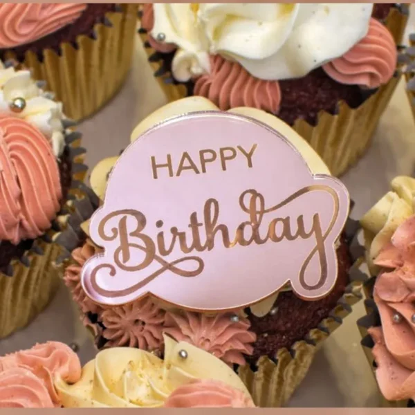 Happy Birthday Cake Toppers Mirror Acrylic Cupcake Toppers Custom Cupcake Picks For Birthday Party Decorations - Image 2