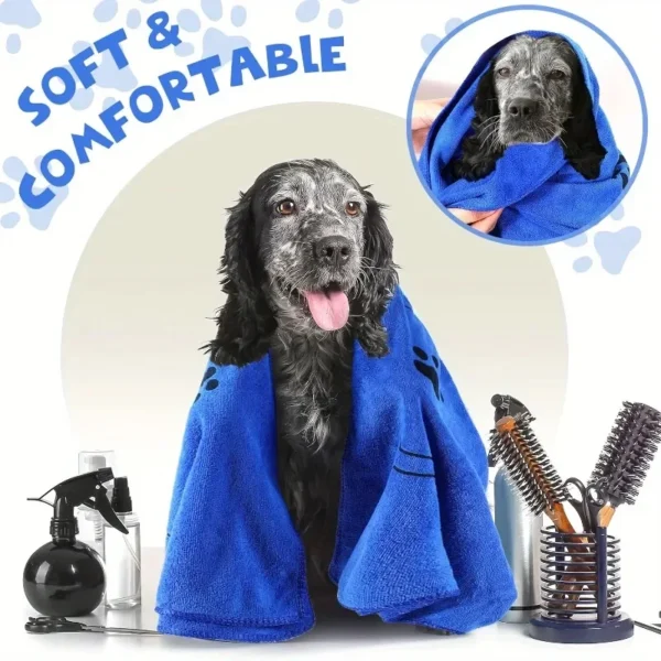 Dog Towels For Drying Dogs Puppy Pet Bath Grooming Towel Bathing Supplies Quick Drying Paw For Medium Dogs Cats Pets Shower - Image 2