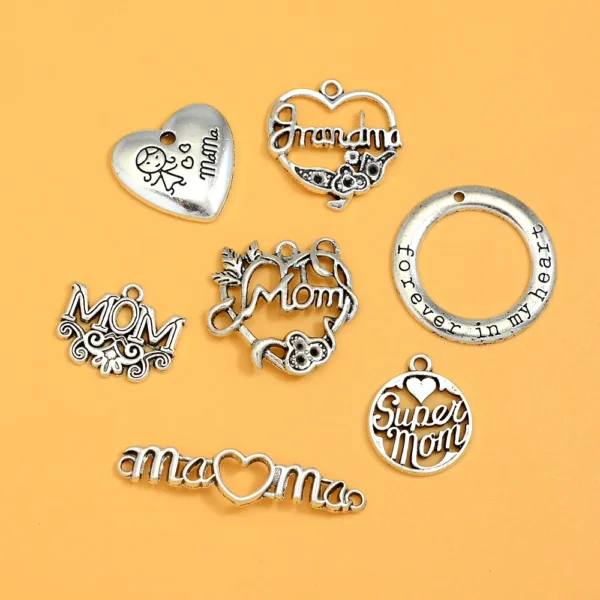 10pcs/lots Mother’s Day Super Mom Charms Mama Grandma Pendants For Diy Necklace Keychain Jewelry Making Supplies Accessories