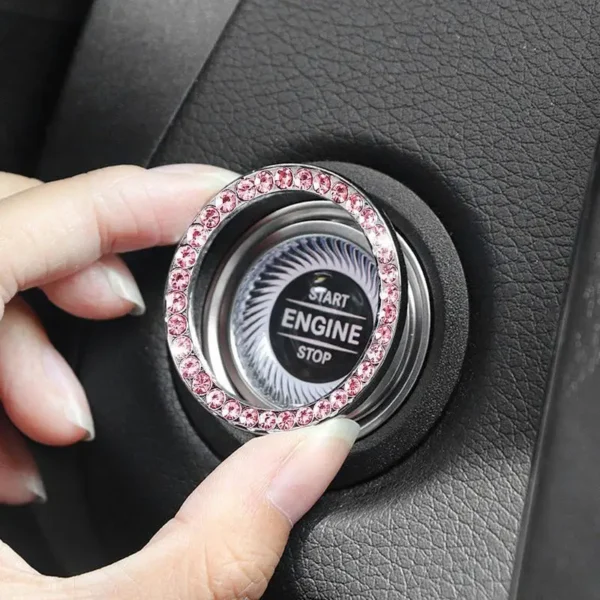 Car Start Switch Button Auto Decorative Diamond Stickers Adhesive Ring Trims Protective Cover Car Accessories Car Interior Decor - Image 2