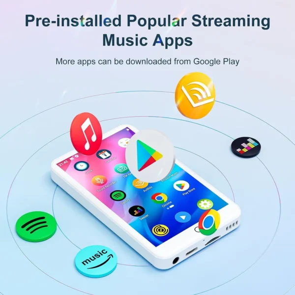 MECHEN MP3 Player Android 9.0 with Bluetooth and WiFi，MP3 MP4 Player with Spotify，Audible，Pandora， Up to 512 GB (White) - Image 3