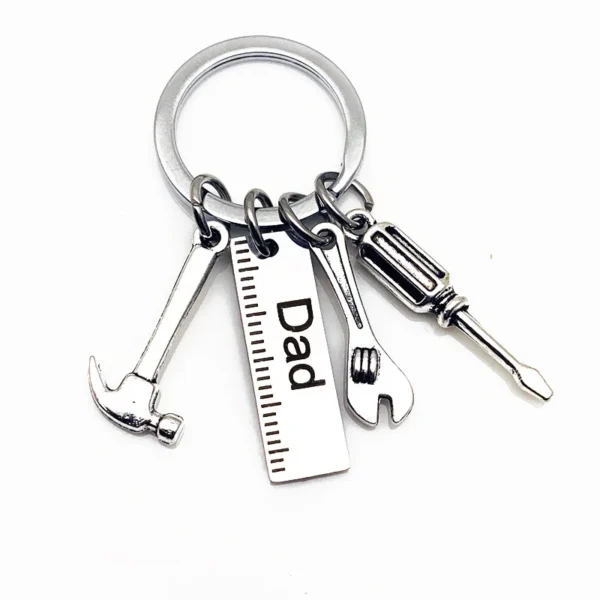 Stainless Steel Pop Keychain with Ruler Hammer Wrench Screwdriver Gifts for Dad,Father’s Day Birthday Gifts from daughterSon