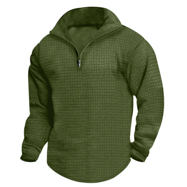 Men Sweatshirts Stand Collar Hoodies Solid Pullover Sweatshirt Spliced Zipper Long Sleeve Sweatshirt Sports High Street - Image 4