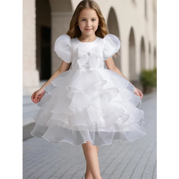 Graduation Girls Elegant Lush Short Dresses Flowe Girl Wedding Party White Puffy Formal Prom Dress Christmas Festive Ball Gowns - Image 2