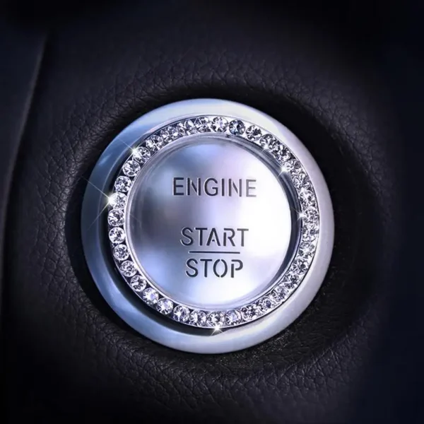 Car Start Switch Button Auto Decorative Diamond Stickers Adhesive Ring Trims Protective Cover Car Accessories Car Interior Decor - Image 4