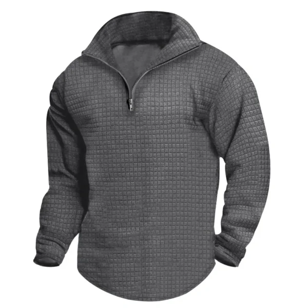 Men Sweatshirts Stand Collar Hoodies Solid Pullover Sweatshirt Spliced Zipper Long Sleeve Sweatshirt Sports High Street - Image 2