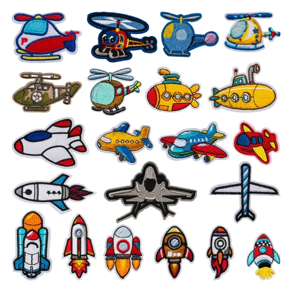 Aircraft Rocket Embroidery Card Embroidered Cloth Patch Clothing Patches Small Children's Clothing Applique Stickers Scp