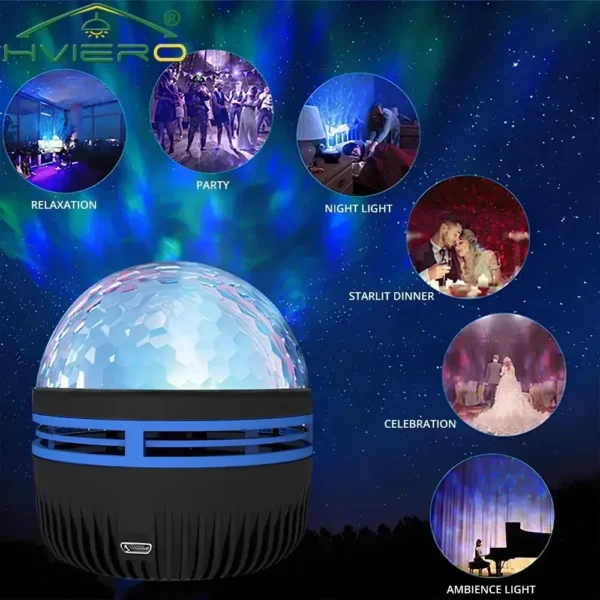 Mini Starry Sky Projection Lamps LED 7 Color Patterns Remotes Control Multifunctional Polar Night Light Party Bedroom Atmosphere - Image 2