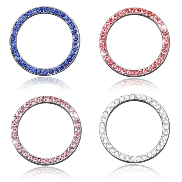 Car Start Switch Button Auto Decorative Diamond Stickers Adhesive Ring Trims Protective Cover Car Accessories Car Interior Decor - Image 5