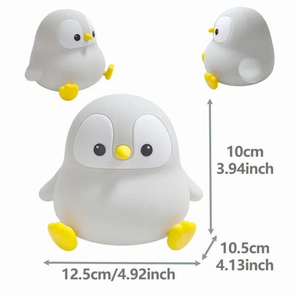 Penguin Nightlight Cute Animal Silicone Night Light Touch Bedside Sleep Lamp Relieve Stress Timing Function USB Rechargeable - Image 6