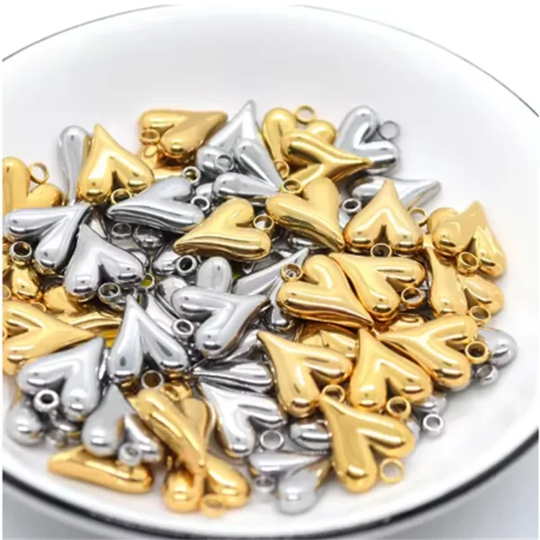 6pcs Stainless Steel Charms Heart Charms for Jewelry Making Heart Shaped Pendant Handmade Bracelets Earrings Diy Accessories