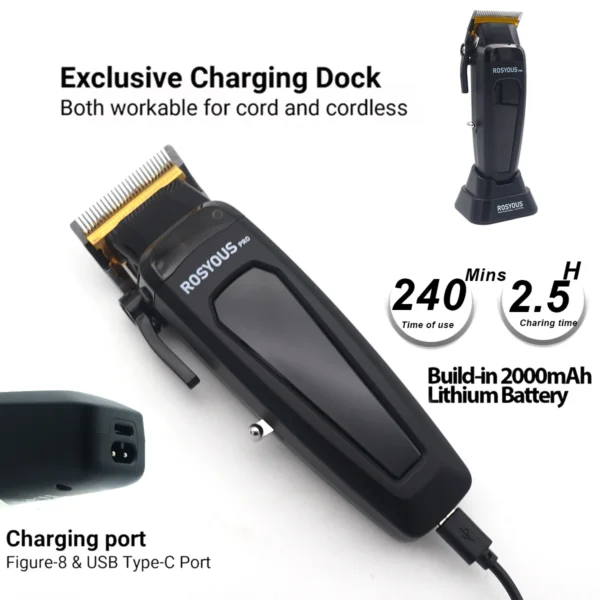 Professional Barber Shop Set Professional Electric Hair Clipper Hair Trimmer for Man DLC Blade 106 - Image 4
