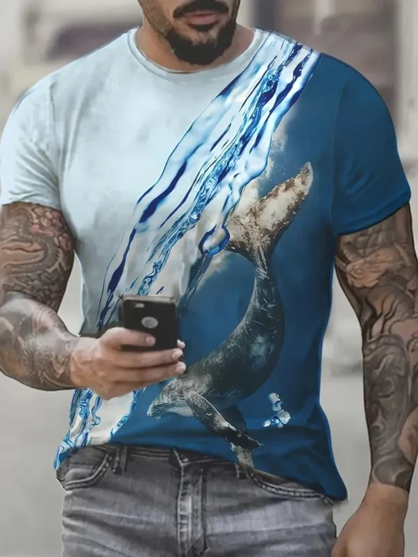 New Trendy 3D Printing Dolphin Graphic T-shirt Men Women Loose Casual Round Neck Short-sleeved T-shirt Summer Oversize Y2k Tees - Image 3