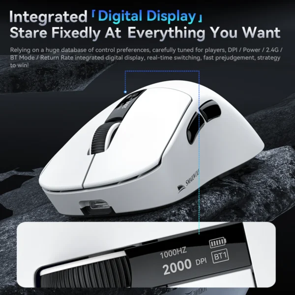 Smailwolf M6 Wireless Gaming Mouse-Connectivity Magnetic Charging Base,PAW3311 Sensor,Ultra-Lightweight Ergonomic Design - Image 5