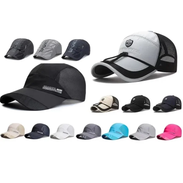 Quick-Dry Sun Hat Windproof Tie & UV Protection Baseball Cap for Men Breathable Mesh Outdoor Fishing Hat