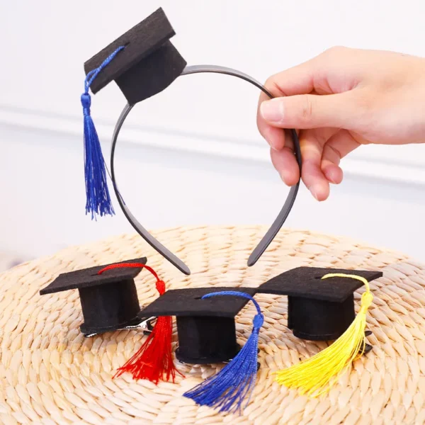 2025 Graduation Tassel Hat Mini Doctoral Cap Clip Graduation Hat Party Stereoscopic Headdress Graduation Hair Decoration - Image 2