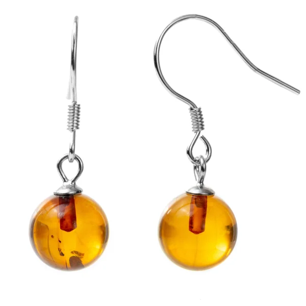 Amber 925 Sterling Silver French Hook Drop Earrings for Women - Fashion Natural Baltic Amber Stone Jewelry Wholesale