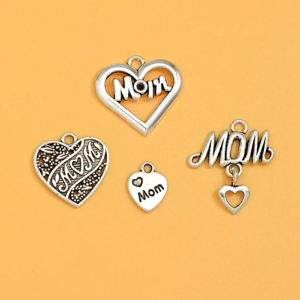 10/30pcs/lots Mother’s Day Mom Charms Heart Love Pendants For Diy Necklace Keychain Bracelet Jewelry Making Supplies Accessories