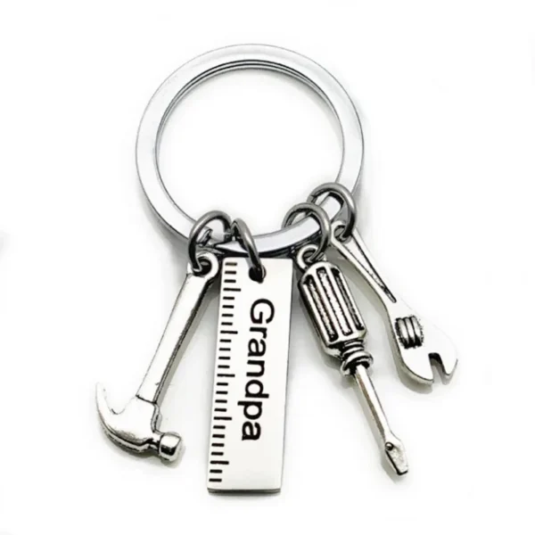 Stainless Steel Pop Keychain with Ruler Hammer Wrench Screwdriver Gifts for Dad,Father’s Day Birthday Gifts from daughterSon - Image 3