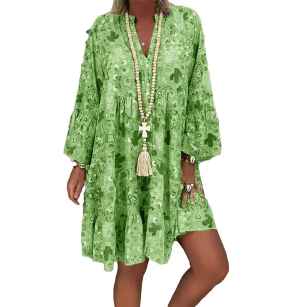 Floral Print Dress Short Dress Vacation White Women Yellow Autumn Casual Daily Green Holiday Loose Orange Pink - Image 2