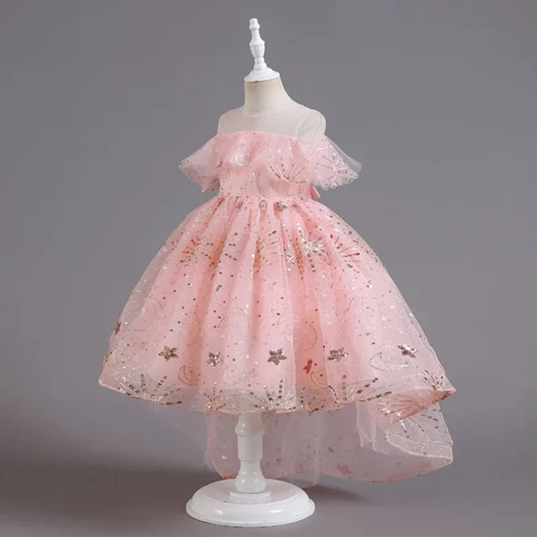 Luxury Formal Occasion Girls Floor Length Cocktail Dresses Children Fluffy Shiny Tulle Graduation Ceremony Performance Clothing - Image 3