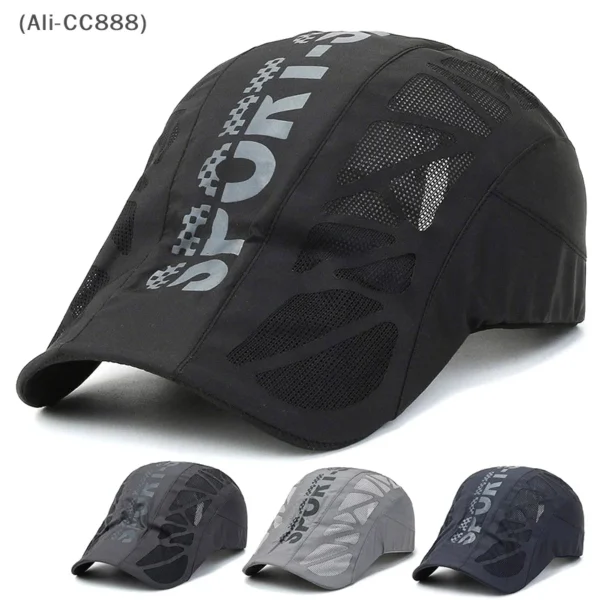 Quick-Dry Sun Hat Windproof Tie & UV Protection Baseball Cap for Men Breathable Mesh Outdoor Fishing Hat - Image 2