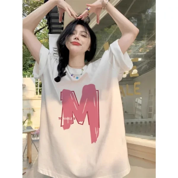 New American Trendy Cat Print Summer Casual T-shirt for Men and Women Loose Version Trendy Round Neck Short Sleeve - Image 3