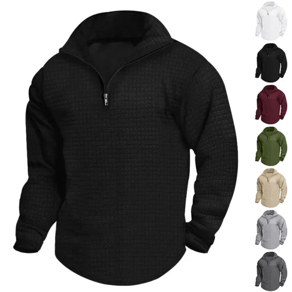 Men Sweatshirts Stand Collar Hoodies Solid Pullover Sweatshirt Spliced Zipper Long Sleeve Sweatshirt Sports High Street