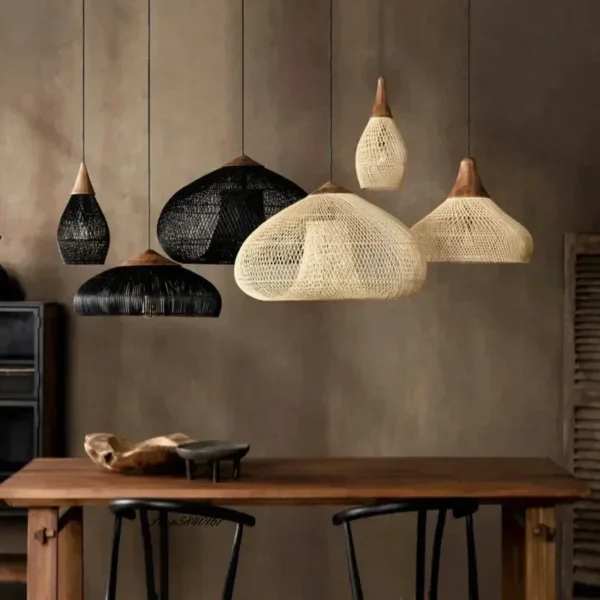 Japanese Wabi Sabi Pendant Lights Handmade Rattan Lamp for Bedroom Dining Room Restaurant Kitchen Light Fixtures Loft Luminaries - Image 3
