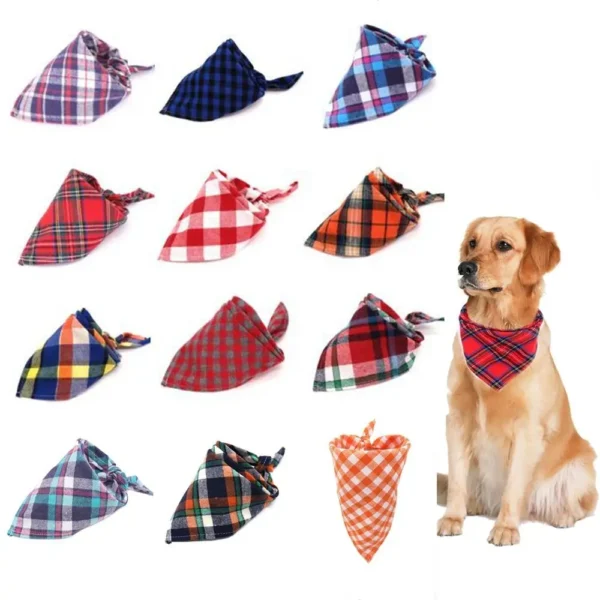 New Scottish Cotton Dog Saliva Towel Puppy Collar Bow Ties Neckerchief Triangle Scarf Dog Bandana Cat Kerchief Pet Supplies