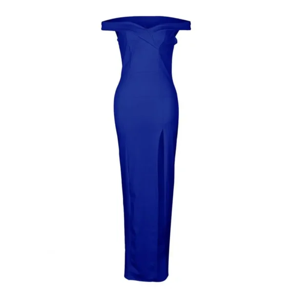 Women Evening Dress Elegant Prom Maxi Dress Off Shoulder Backless Split Hem Women's Evening Gown for Party High Waist Slim Fit - Image 2