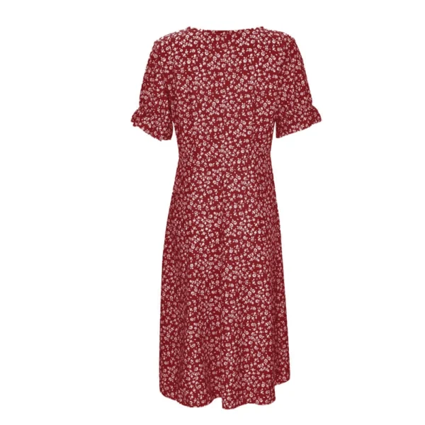 Summer Floral Bodycon Midi Dress For Women V Neck Long Sleeve Ruched Slim Fit Dresses Female Clothing Sexy Vestido Robe - Image 4