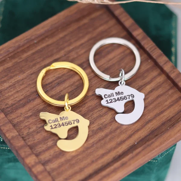 QIAMNI Custom Name Playful Sugar Glider Animal Number Keychain Women Men Jewelry Keyring Stainless Steel Pendants Key Chain Gift