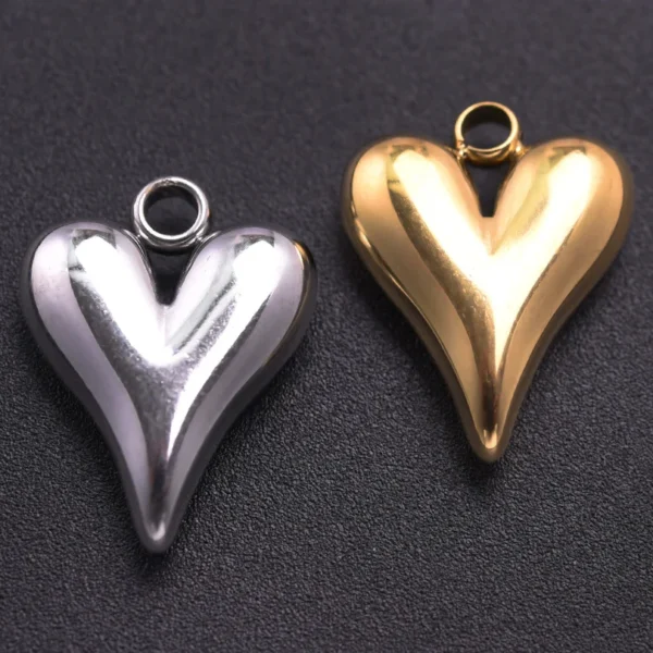6pcs Stainless Steel Charms Heart Charms for Jewelry Making Heart Shaped Pendant Handmade Bracelets Earrings Diy Accessories - Image 2