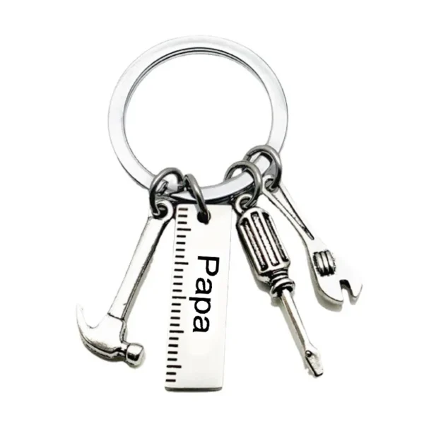 Stainless Steel Pop Keychain with Ruler Hammer Wrench Screwdriver Gifts for Dad,Father’s Day Birthday Gifts from daughterSon - Image 2